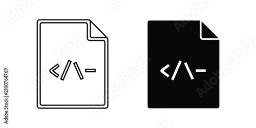Konstfotografi Code Snippet Document Icon with Outline and Solid Fill Representing Programming