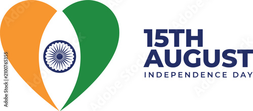 Indian independence day heart graphic with date and celebration text