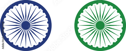 Ashoka chakra in blue and green national emblem of india vector illustration