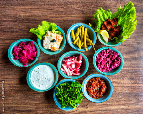 Turkish And Soviet Meze Platter Overhead View
