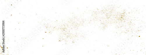 Gold glitter dust and metallic sparkle splatter border overlay with scattered golden particles, distressed abstract paint splash texture, elegant luxury confetti background design