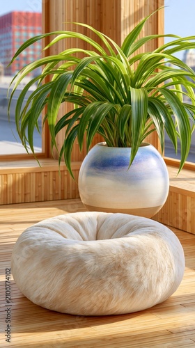 Sunlit room holds soft, cozy textures
