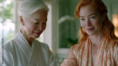 Two women share a quiet, tender moment together