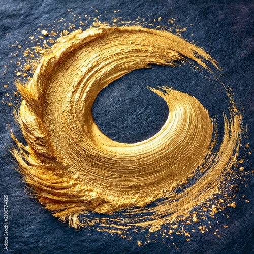 Golden swirls dance across a deep blue textured surface