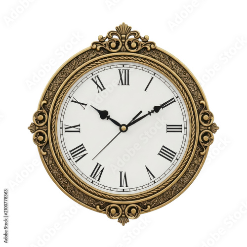 Vintage gold clock with white face and black hands