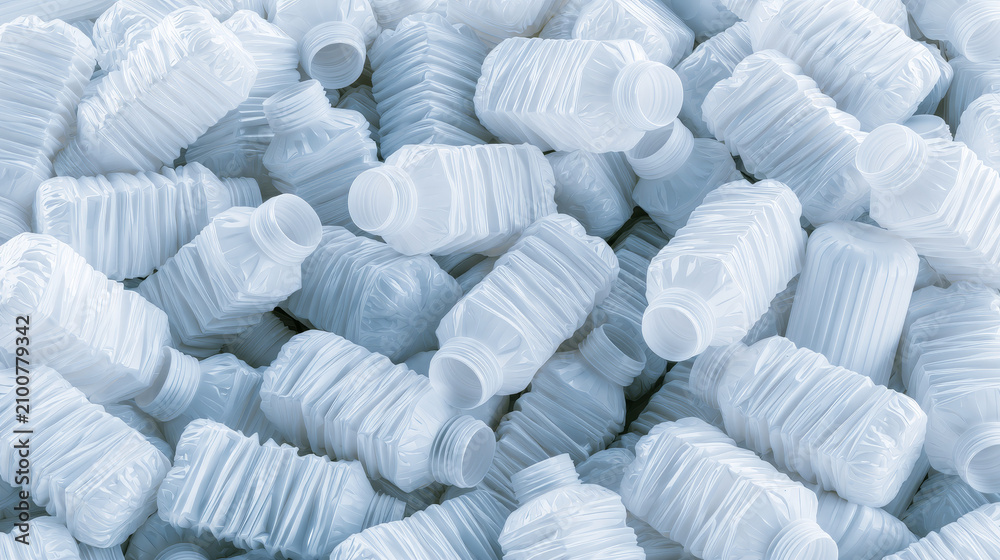 Obraz premium White Extrusion Blow Molded Plastic Bottles as Industrial Background Texture for Web Banner