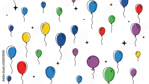 Tablou pe pânză Colorful balloons floating in the air.