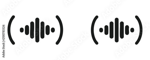 Cuadro en lienzo Modern voice recognition icon with sound waves and brackets isolated on a transparent background set