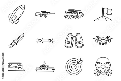 Canvas Print Military defense set icon