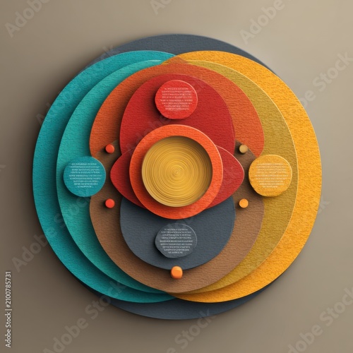 Dynamic abstract infographic design with overlapping colorful circles and data points, perfect for modern business presentations.