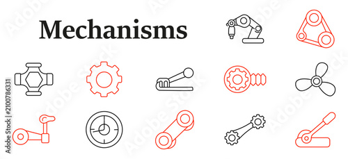 Fotografie Mechanisms set icon