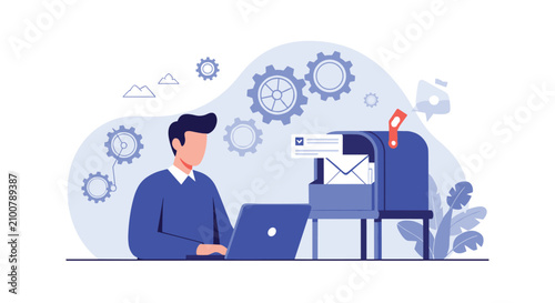 Digital marketer manages corporate newsletter and customer email campaigns using a secure computer database.