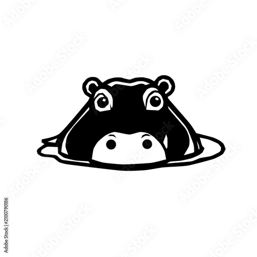 Bild auf Leinwand A hippopotamus swimming with only eyes and nostrils above water.