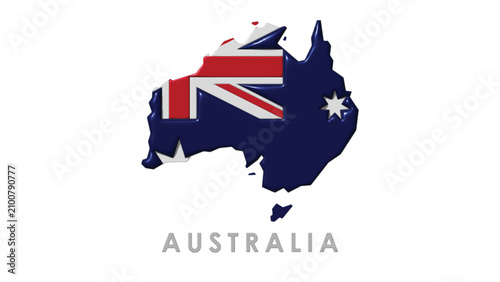 Cuadro en lienzo Australian map with flag symbol on white background signifies national pride