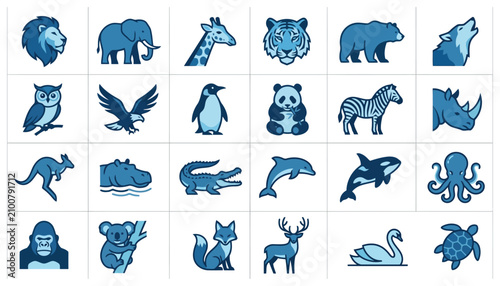 Photography Variety of animal icons on display.
