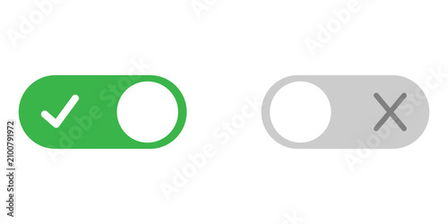 Fotografie Green and gray toggle switch buttons with check mark and x mark icons for user i