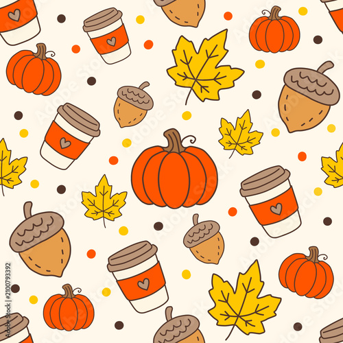 Pumpkin Spice Autumn Seamless Pattern