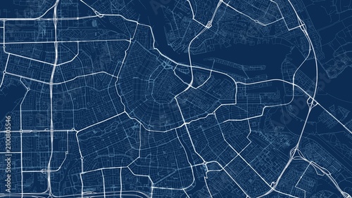 Photography 4K Technical Blueprint City Street Map of Amsterdam, Netherlands — High Resoluti
