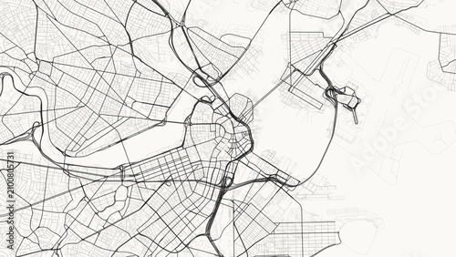 4K Minimalist Scandinavian City Street Map of Boston, USA — High Resolution Road Network Poster
