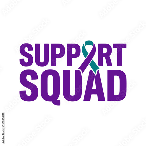 Support Squad text design with purple and teal awareness ribbon for suicide prevention