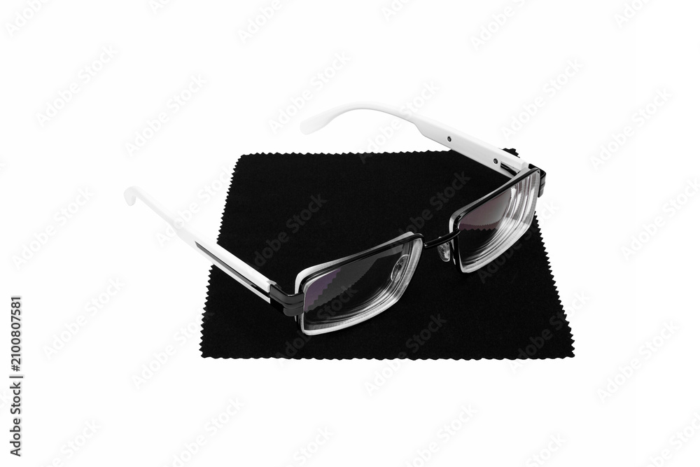 Obraz premium glasses on a black cleaning cloth
