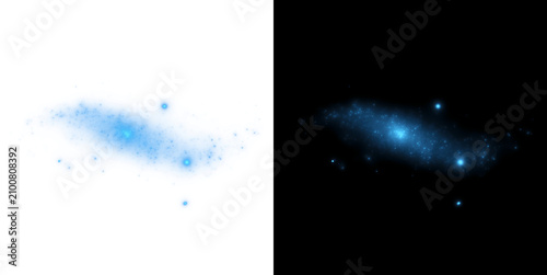 Foto Glowing particles create a shimmering light effect against a contrasting black and white background