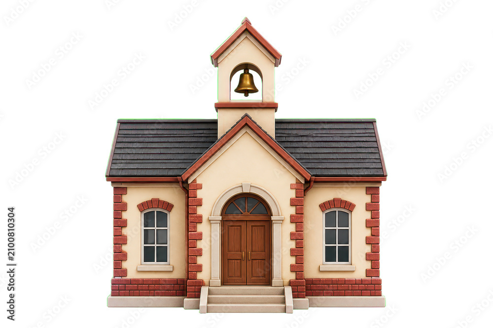 Obraz premium Historic schoolhouse facade with bell tower