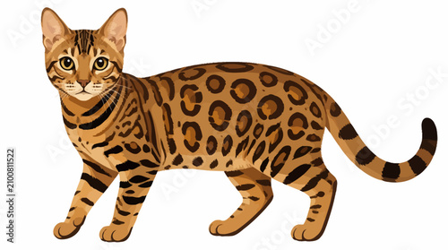 Canvas Print Bengal cat standing sideways on a white background.
