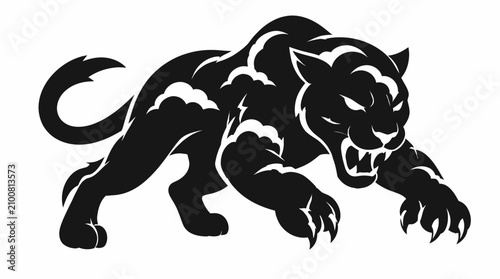 Stylized black panther mascot silhouette in lunging pose.