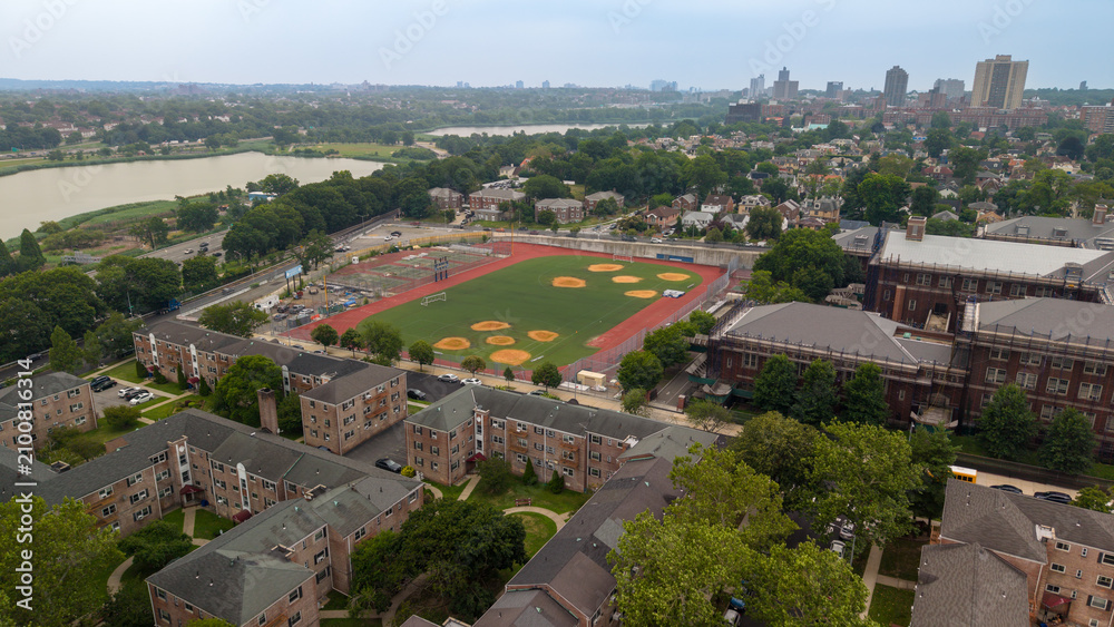 Fototapeta premium Bronx new york city jerome park reservoir aerial view