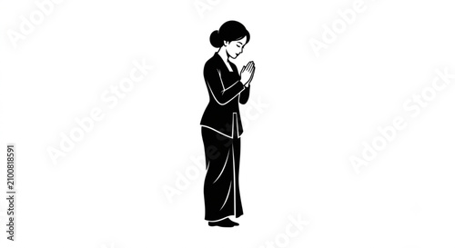 Foto Indonesian Woman Wearing Kebaya Doing Traditional Greeting Gesture