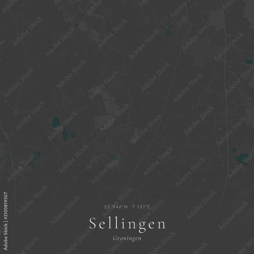 Obraz premium Minimalist Street Map of Sellingen, Netherlands | Black and White Line Art