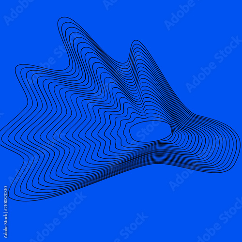 Abstract topographic map contour lines on vibrant blue background vector