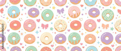 Pixel Art Donut Pattern, Kawaii Sweets, Pastel Colors, Cute Background Design