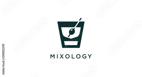 Fotografi Mixology drink glass with garnish logo.