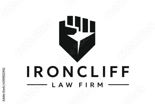 Принти на полотні Ironcliff law firm fist shield logo icon design.