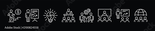Skill development icon set. Representing workshop, training, learning, teamwork