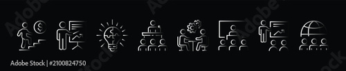 Skill development icon set. Representing workshop, training, learning, teamwork
