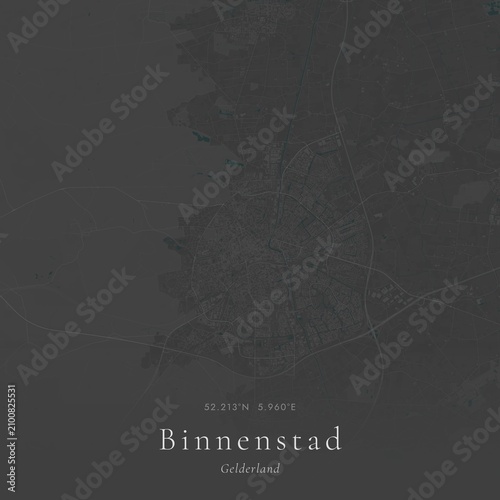 Minimalist Street Map of Binnenstad, Netherlands | Black and White Line Art