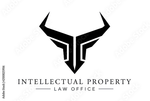 Abstract horn logo for intellectual property law firm.