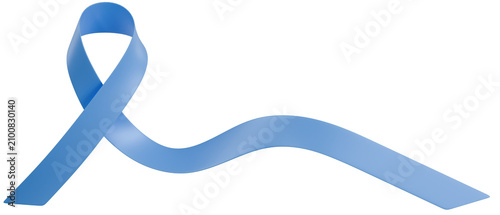 Extended Light Blue Awareness Ribbon Wavy Design 3D Isolated Object
