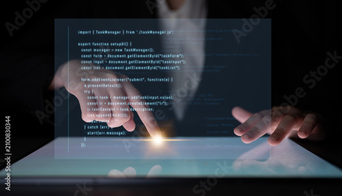 Bild auf Leinwand JavaScript programming for task manager user interface, handling form submission