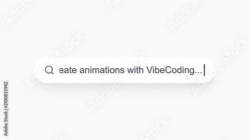Search bar typing animation showing how to create animations with VibeCoding.