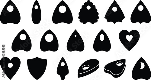 Black planchette shapes for Halloween decoration and design
