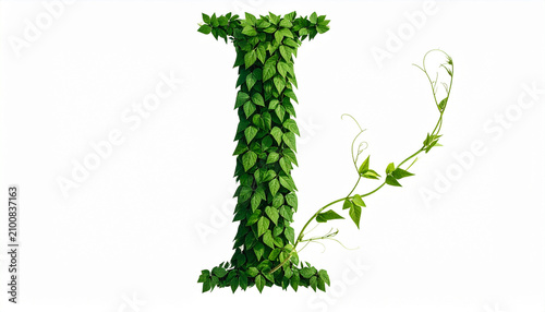 Letter I Made of Green Ivy Leaves and Vines