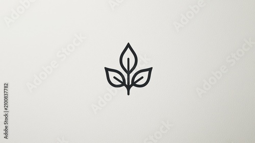 Minimalist line art illustration of three leaves.