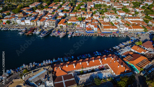 Aerial View of Eski Foca Coastal Town in Izmir Turkey