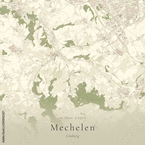 Fotografie Vintage Canvas Map of Mechelen, Netherlands | Scandinavian Wall Art | Historic T