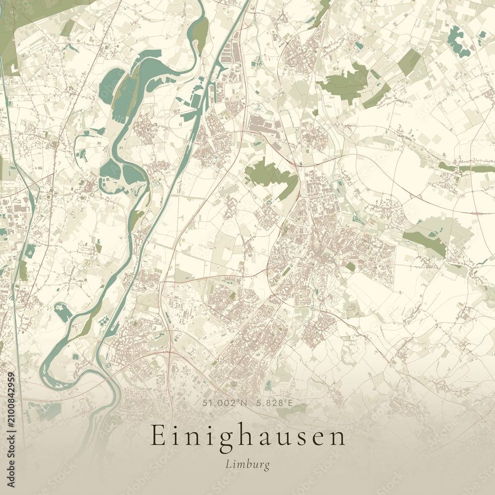 Fototapeta premium Vintage Canvas Map of Einighausen, Netherlands | Scandinavian Wall Art | Historic Topographic