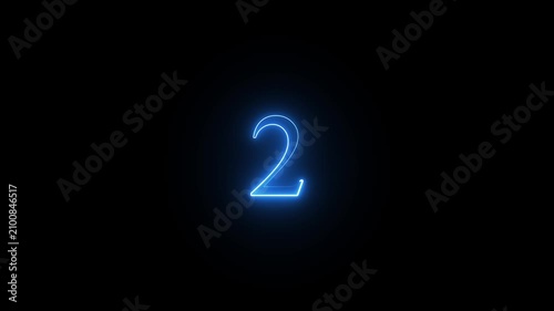 neon numeric text 2 number countdown icon background 4k animation.video